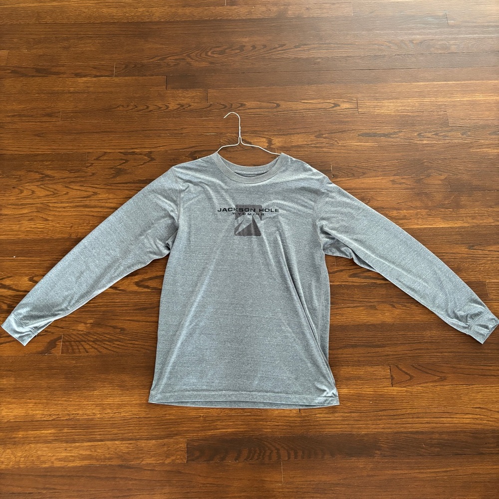 Jackson Hole Wyoming Gray Large Long Sleeve T Shirt